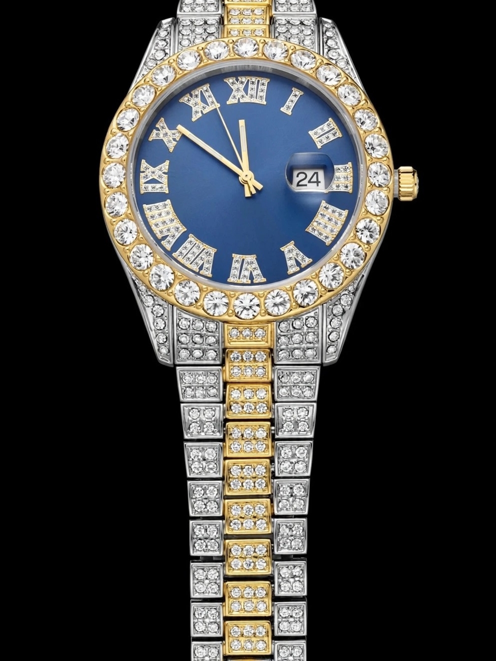 Women's Two-Tone Crystal Accent Blue Dial Bracelet Watch